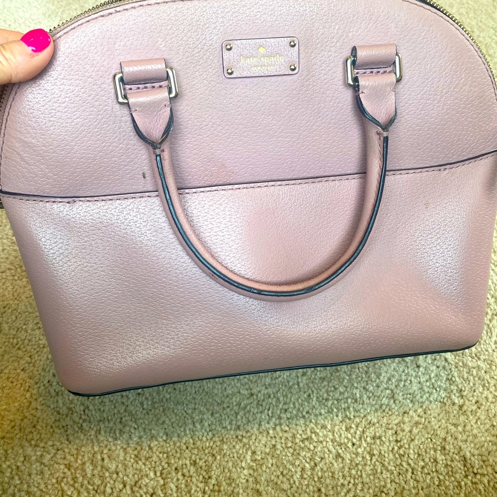 Kate Spade, genuine leather pink satchel purse.  Perfect for spring.